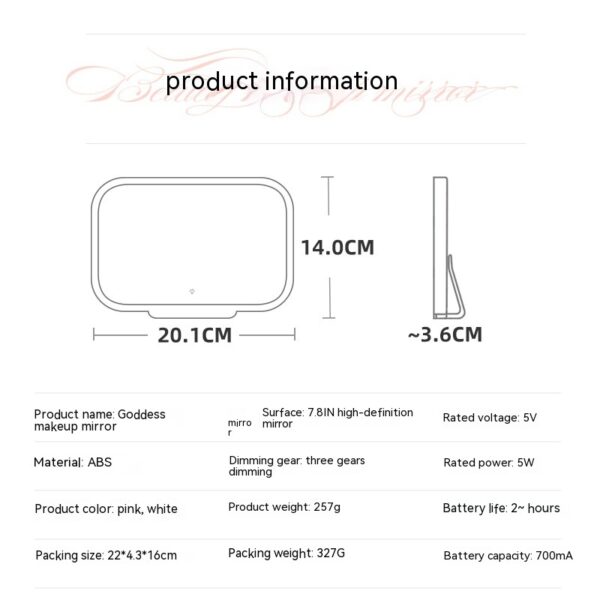 Car makeup mirror with LED lights - Image 3